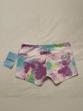 Fleo Women's Pastel Tie-Dye Bike Shorts - Purple, Aqua, Lime